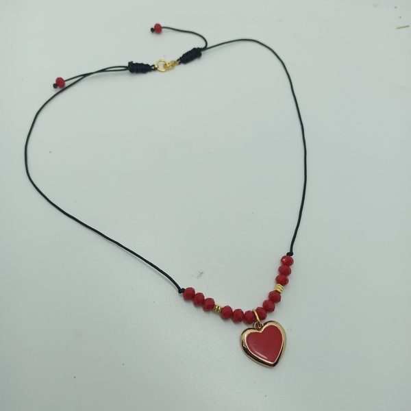 Μενταγιόν για τον Αγ.Βαλεντινο με κοκκινη καρδιά Νο2 - ημιπολύτιμες πέτρες, charms, καρδιά, χάντρες, κοντά - 3