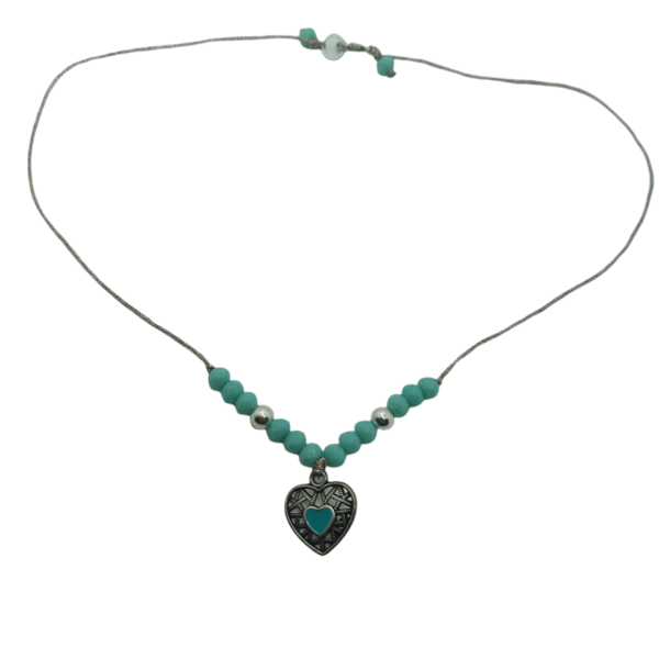 Μενταγιόν για τον Αγ.Βαλεντινο με τυρκουαζ καρδιά Νο4 - ημιπολύτιμες πέτρες, charms, καρδιά, χάντρες, κοντά