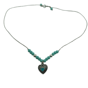 Μενταγιόν για τον Αγ.Βαλεντινο με τυρκουαζ καρδιά Νο4 - καρδιά, κοντά, χάντρες, ημιπολύτιμες πέτρες, charms