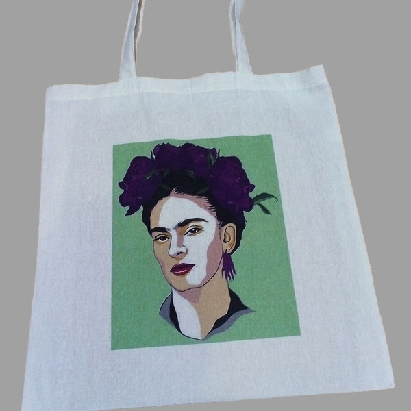 Τσάντα αγοράς Frida Kahlo 1 - ύφασμα, ώμου, tote, πάνινες τσάντες, μικρές, φθηνές