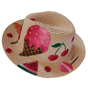 παιδικό καπέλο παραλίας (ζαχαρωτά) - καπέλα, ψάθινα
