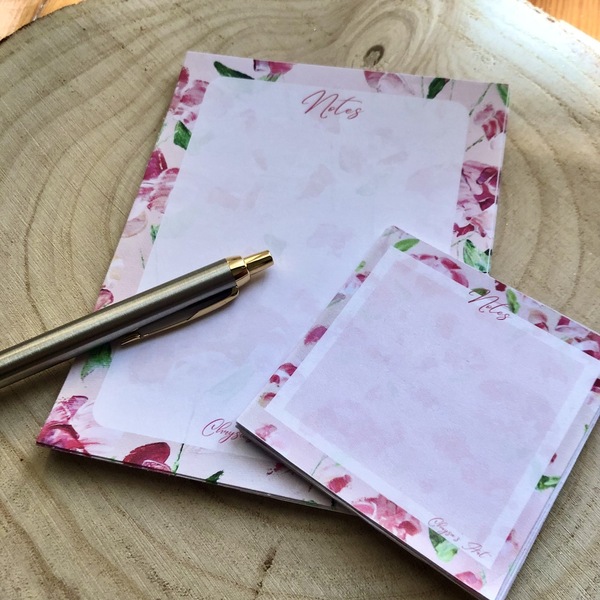 Σετ σημειώσεων ροζ άνθη - φλοράλ, τετράδια & σημειωματάρια - 3