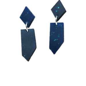 Σκουλαρίκια boho από υγρό γυαλί - navy blue - γυαλί, μικρά, ατσάλι, boho, κρεμαστά