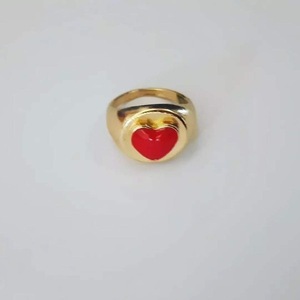 Δαχτυλίδι κόκκινη καρδιά - καρδιά, σταθερά, boho, ορείχαλκος