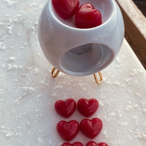 Wax melt καρδιές με άρωμα brownie - γυαλί, δώρο, αρωματικά κεριά, αγ. βαλεντίνου, vegan κεριά - 2