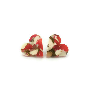 Valentine's collection -Καρφωτά σκουλαρίκια καρδιές από πολυμερή πηλό - καρφωτά, πηλός, ατσάλι, καρδιά, αγ. βαλεντίνου