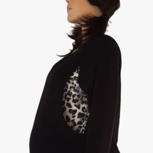 Γυναικεία μπλούζα εγκυμοσύνης - θηλασμού δίχρωμη λεοπάρ - συνθετικό, μακρυμάνικες - 3