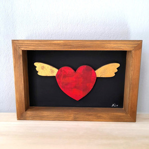 Ξύλινος πίνακας "Heart"! - πίνακες & κάδρα, αγάπη, δώρα αγίου βαλεντίνου, πίνακες ζωγραφικής - 2