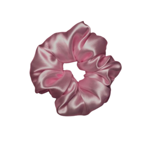 Scrunchie ροζ σατεν - ύφασμα, λαστιχάκια μαλλιών - 2