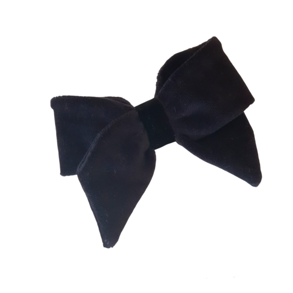 Μαύρος βελουτέ φιόγκος με κλιπ - ύφασμα, βελούδο, hair clips - 2