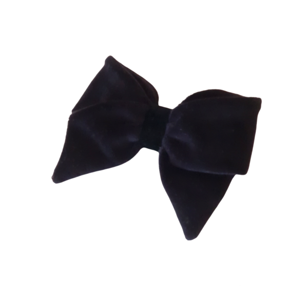 Μαύρος βελουτέ φιόγκος με κλιπ - ύφασμα, βελούδο, hair clips - 3