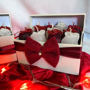 Δώρο Αγίου Βαλεντίνου κουτί αρωματικά κεριά μπουμπούκια λευκό/κόκκινο 16×11,6×12cm - γυαλί, τριαντάφυλλο, αγάπη, αρωματικά κεριά, αγ. βαλεντίνου - 3