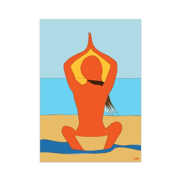 ArtPrint | Γυναίκα σε Διαλογισμό| 29,7*42 ψηφιακό αρχείο Α3 | Εκτυπώσιμη αφίσα | Χρώματα πορτοκαλί, μπεζ, γαλάζιο - πίνακες & κάδρα, αφίσες
