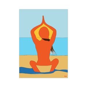 ArtPrint | Γυναίκα σε Διαλογισμό| 29,7*42 ψηφιακό αρχείο Α3 | Εκτυπώσιμη αφίσα | Χρώματα πορτοκαλί, μπεζ, γαλάζιο - αφίσες, πίνακες & κάδρα