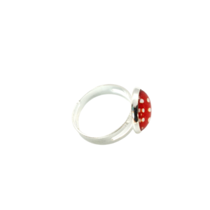 Δαχτυλίδι επάργυρο αυξομειούμενο με υγρό γυαλί " Κόκκινο Πουά " - 12mm - γυαλί, επάργυρα, αυξομειούμενα, φθηνά - 2
