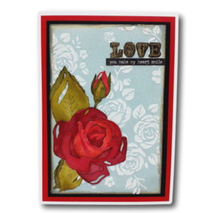 Ρομαντική κάρτα με κόκκινο τριαντάφυλλο - τριαντάφυλλο, romantic, γενέθλια, επέτειος, αγ. βαλεντίνου