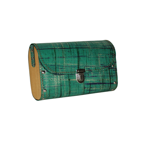 Χειροποίητη τσάντα από ξύλο και δέρμα (Μικρό μέγεθος πράσινο) - δέρμα, ξύλο, ώμου, χιαστί, μικρές