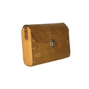 Χειροποίητη τσάντα από ξύλο και δέρμα (Μεσαίο μέγεθος μπέζ) - δέρμα, ξύλο, ώμου, χιαστί, μικρές