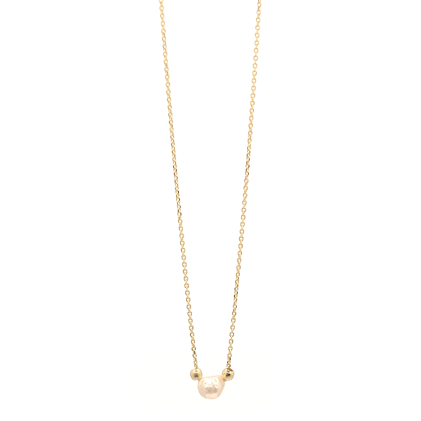 "Single Pearl" Necklace - ασήμι, μαργαριτάρι, επιχρυσωμένα, κοντά, μενταγιόν