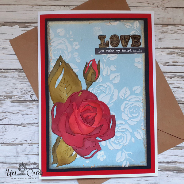 Ρομαντική κάρτα με κόκκινο τριαντάφυλλο - τριαντάφυλλο, romantic, γενέθλια, επέτειος, αγ. βαλεντίνου - 3