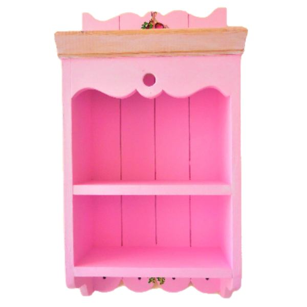Ντουλάπι τοίχου ροζ με χειροποίητες ζωγραφιές 52χ27χ13 cm - ξύλο, οργάνωση & αποθήκευση