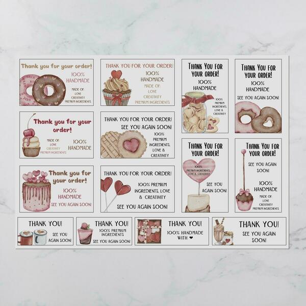 Εκτυπώσιμες Επαγγελματικές Ετικέτες - Αυτοκόλλητα Valentine Desserts EN - αυτοκόλλητα, αγ. βαλεντίνου, καρτελάκια