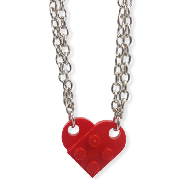 Κολιε κόκκινη καρδιά με αλυσίδα - μήκος 50 εκ - αλυσίδες, πλαστικό, καρδιά, κοσμήματα
