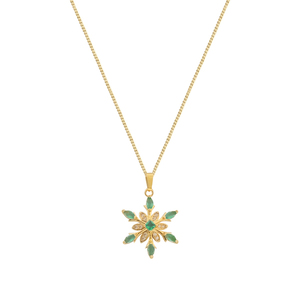 Κολιέ Λουλούδι με Zircon "Starflower" - charms, ασήμι 925, αστέρι, μακριά, λουλούδι