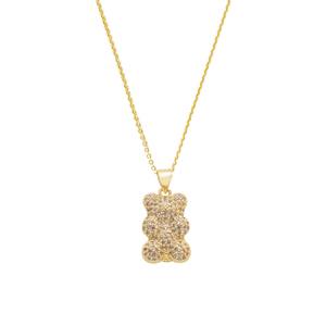 Κολιέ Αρκουδάκι με Zircon "Mini Bear" - charms, γυναικεία, ασήμι 925, κοντά, boho - 2