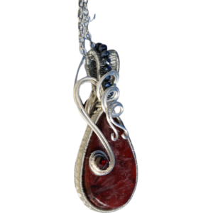 Double sided necklace - γυαλί, αιματίτης, μακριά, ατσάλι, μενταγιόν