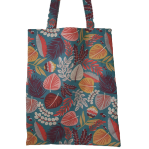 Υφασμάτινη tote τσάντα "τροπικά φύλλα" - ύφασμα, ώμου, all day, tote, πάνινες τσάντες
