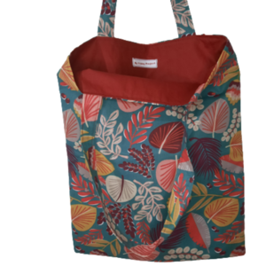 Υφασμάτινη tote τσάντα "τροπικά φύλλα" - ύφασμα, ώμου, all day, tote, πάνινες τσάντες - 2