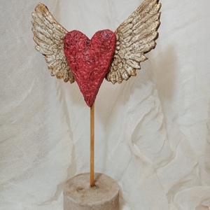 Καρδιά με φτερά αγγέλου - πηλός, διακοσμητικά, δώρα για γυναίκες - 2