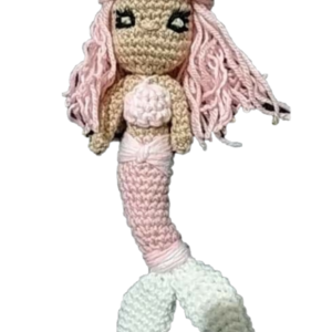 Πλεκτό κουκλάκι γοργόνα (20-30 cm) amigurumi - Princess Souline the pink mermaid - λούτρινα, γοργόνα, amigurumi