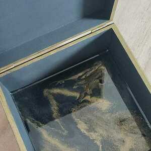 Κοσμηματοθήκη διακοσμητικό κουτί μαύρη από υγρό γυαλί 21Χ21Χ10 εκατοστά - ξύλο, οργάνωση & αποθήκευση, κοσμηματοθήκη, δώρα για γυναίκες - 4