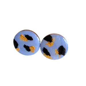 Stud earrings "Lilac", στρογγυλό! - ξύλο, γυαλί, καρφωτά, μικρά, καρφάκι