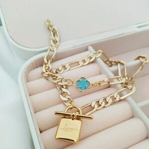 Love bracelet αλυσίδα με heart lock κουμπωμα - καρδιά, μέταλλο, κοσμήματα - 2