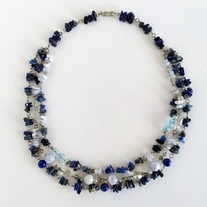 "Blue Chic" - Κοντό κολιέ με ημιπολύτιμες πέτρες - ημιπολύτιμες πέτρες, κρύσταλλα, κοντά, layering - 4