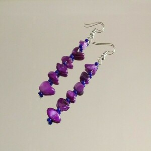 "Lilac Joy" - Κρεμαστά σκουλαρίκια με ημιπολύτιμες πέτρες - ημιπολύτιμες πέτρες, χάντρες, μακριά, κρεμαστά, γάντζος - 4