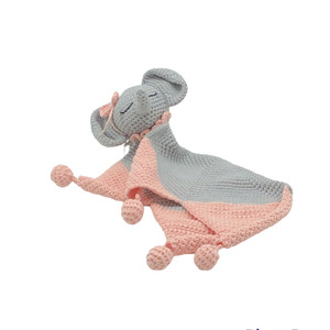 Πανάκι παρηγοριάς αγκαλιάς safety blanket ελεφαντάκι ροζ γκρι - προίκα μωρού, πετσέτες