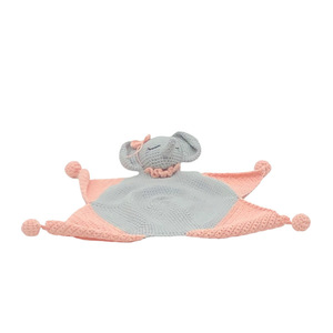 Πανάκι παρηγοριάς αγκαλιάς safety blanket ελεφαντάκι ροζ γκρι - προίκα μωρού, πετσέτες - 2