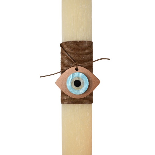Γυναικεία πασχαλινή λαμπάδα με καφέ μάτι μπεζ 26cm - κορίτσι, λαμπάδες, για ενήλικες, για εφήβους