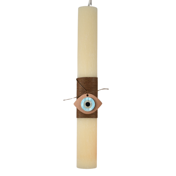 Γυναικεία πασχαλινή λαμπάδα με καφέ μάτι μπεζ 26cm - κορίτσι, λαμπάδες, για ενήλικες, για εφήβους - 2