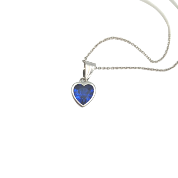 Κολιέ με αλυσίδα και μοτίφ καρδιά από ασήμι 925° επιπλατινωμένο, με ημιπολύτιμο μπλε πετράδι - μήκος 43 εκ. - ασήμι 925, καρδιά, αγ. βαλεντίνου, επιπλατινωμένα, μενταγιόν