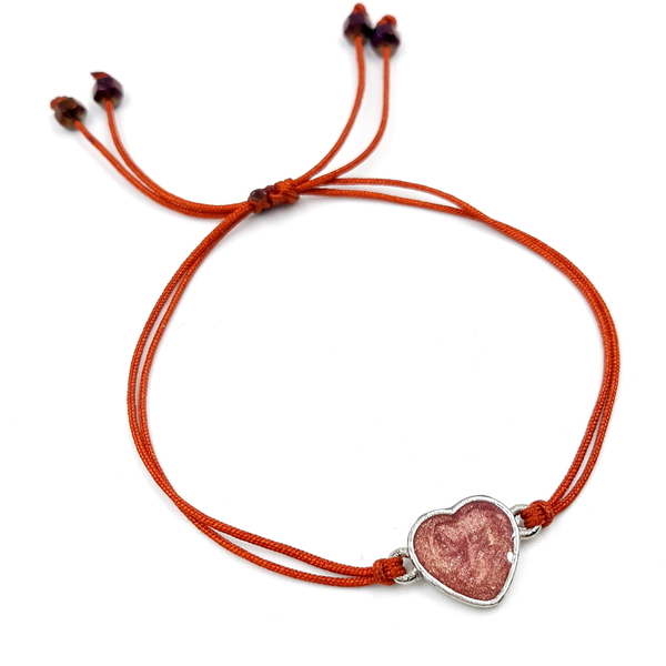 Βραχιόλι καρδιά ασημί χρώμα, υγρό γυαλί σε χάλκινο μεταλλικό χρώμα. - γυαλί, charms, καρδιά, χεριού, αυξομειούμενα - 2