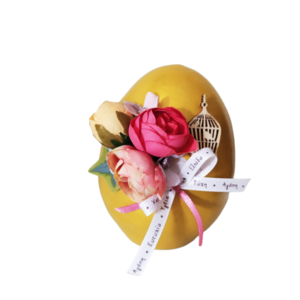 Πασχαλινό χρυσό διακοσμητικό αυγό 10cm - λουλούδια, κεραμικό, διακοσμητικά, πασχαλινά αυγά διακοσμητικά, πασχαλινά δώρα