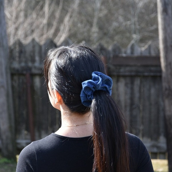 Λαστιχάκι για μαλλιά τζιν ξεβαμμένο scrunchies - ύφασμα, μαλλιά, μαμά, λαστιχάκια μαλλιών - 3