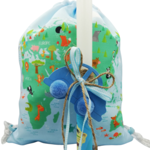 Λαμπάδα αυτοκινητάκι με ασορτί τσάντα - αγόρι, λαμπάδες, αυτοκινητάκια, για παιδιά, για μωρά