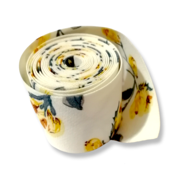 1,75μ. Κορδέλα 4 εκ. με σχέδιο κίτρινα λουλούδια/Πολυεστερας & Βαμβάκι - είδη γάμου, για τα μαλλιά, υλικά κοσμημάτων, υλικά κατασκευών - 2
