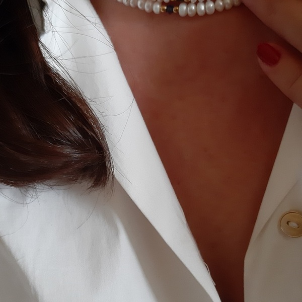 pearls and Swarovski necklace - τσόκερ, ατσάλι, πέρλες, Black Friday - 4
